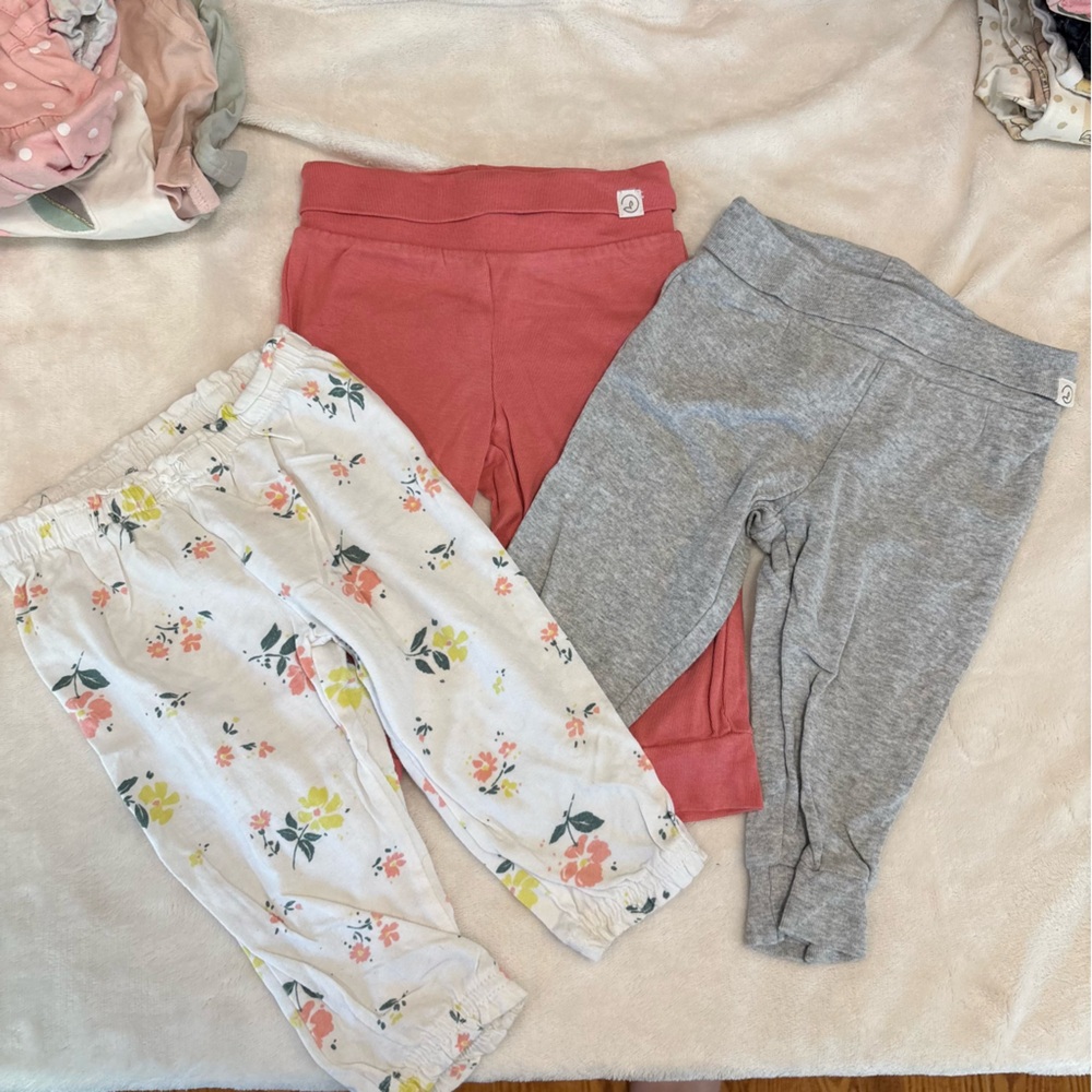 Carters 9 months pants little planet organic baby girl floral pink grey